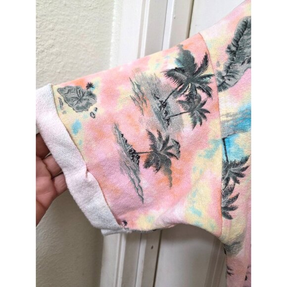 Old Navy Festival Tropical Print Women's Sweatshirt L Cotton Blend Pastel Pink - Picture 4 of 6